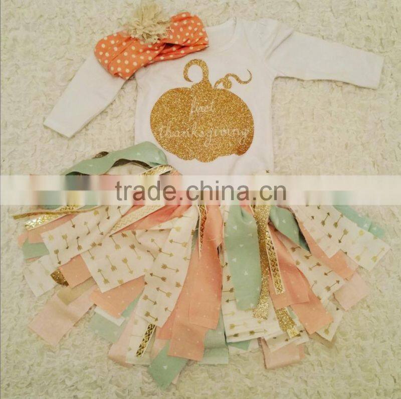 Custom Halloween Outfit Girls Baby Clothes Monogram Pumpkin TutuThanksgiving Costume