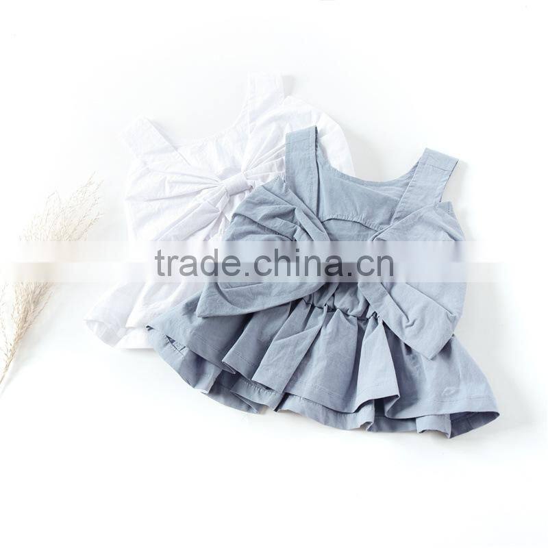Instagram Design Sleeveless Bowtie Singlet Woven Cotton Fabric Baby Clothes