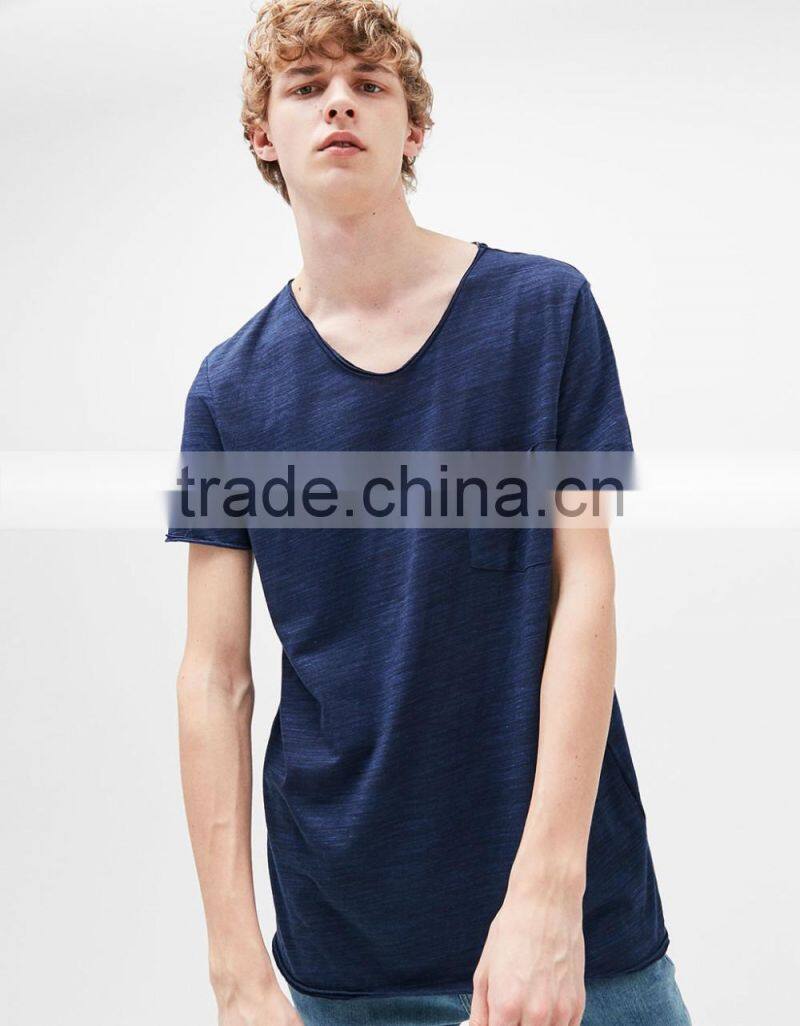 2017 high quality v neck navy blue simple design t shirts men