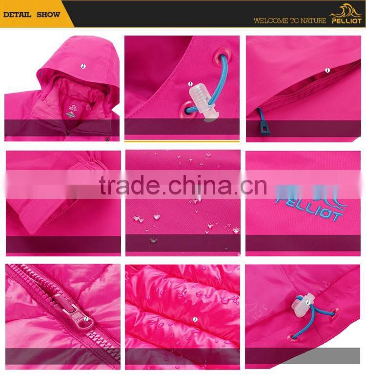 2017 new custom cheap casual 3 in 1 waterproof and windproof outdoor jacket with inner down padding jacket