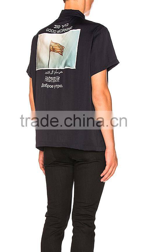 China Unique Design Men Casual Back Screen Printing Shirts