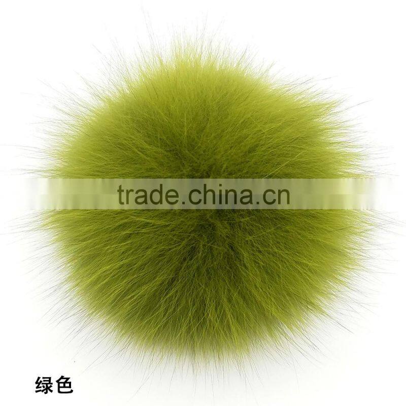 China handmade fox pom poms with 12cm for beanie hat