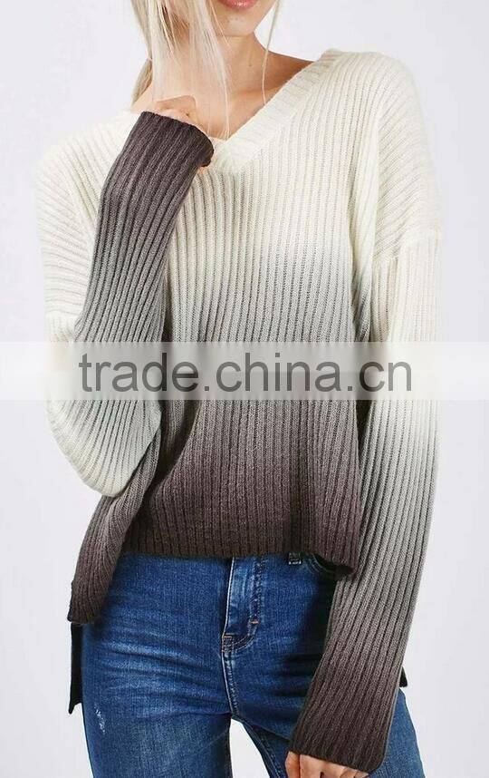 EY0874S sexy loose v neck pure cashmere pullover sweater for ladies