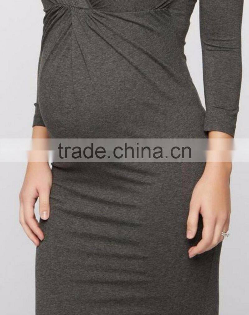 Office maternity clothing v neck dress