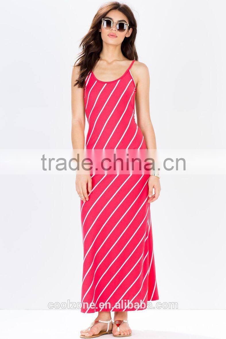 Classic allover stripe print maxi dresses for women