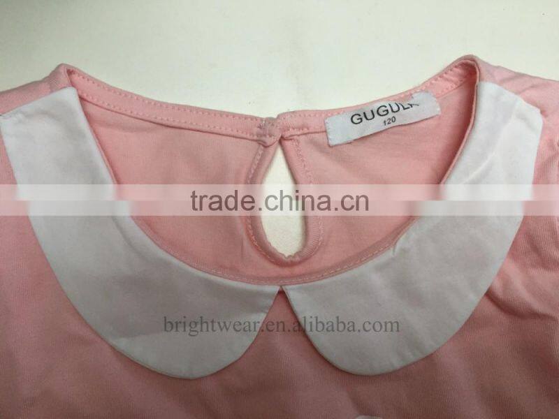 Printed cotton doll collar children cute t-shirt for girls