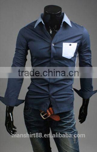 New Mens Plaid Hit Color Long Sleeve slim fit casual Shirt