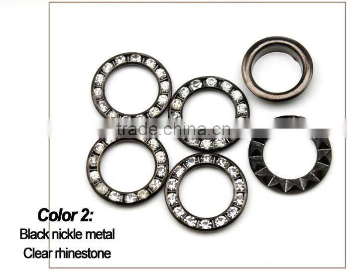 5 colors 22mm big round metal brass rhinestone eyelets crystal diamond grommets glass eyelets RE-22mm
