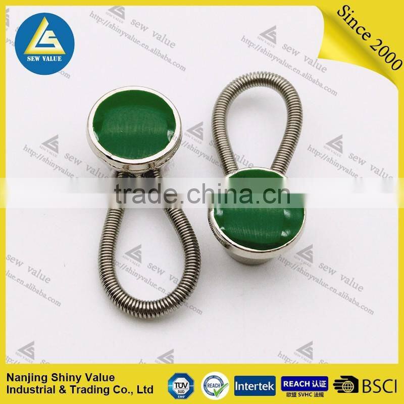 Mixed sizes packed metal collar button extenders in different colors crystal mounted with elastic in the spring