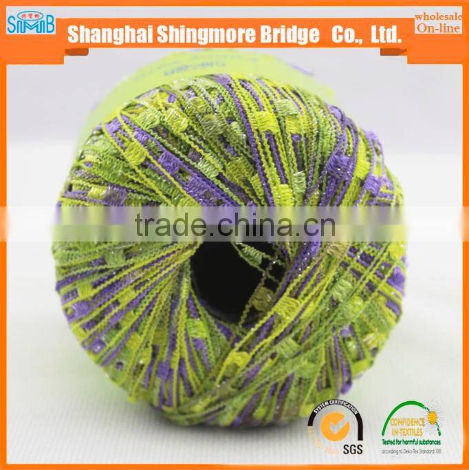 fancy yarn manufacturer hot sales oeko tex 100 quality nylon polyester lurex ladder yarn with 50 gram balls