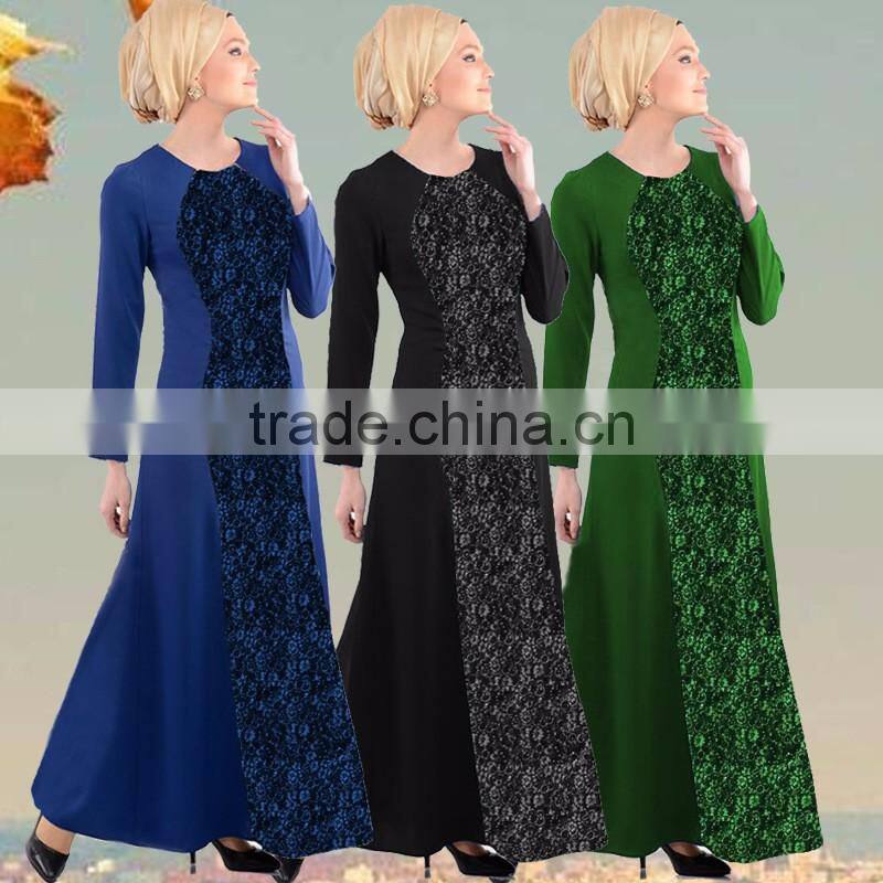 hemp black red patched muslim dress robe/xge muslim Arabian middle east lace abaya kaftan dress/ islamic muslim women dress