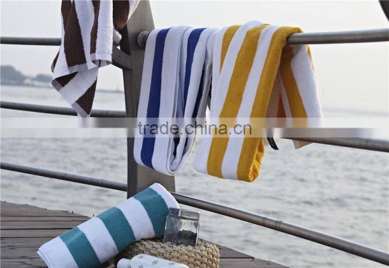 Hot Sell White And Blue Cotton Stripe Custom Beach Towel