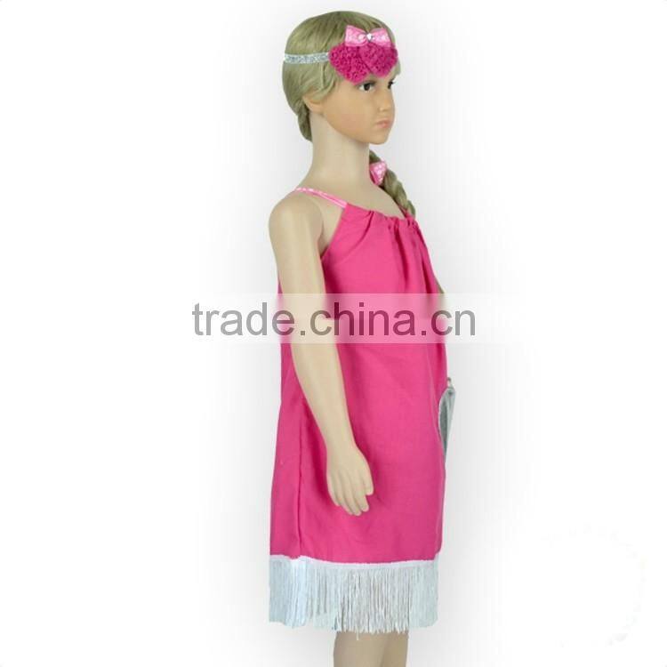 Valentine's day fringe hem baby pillow case dress with silver metallic pocket M5051212