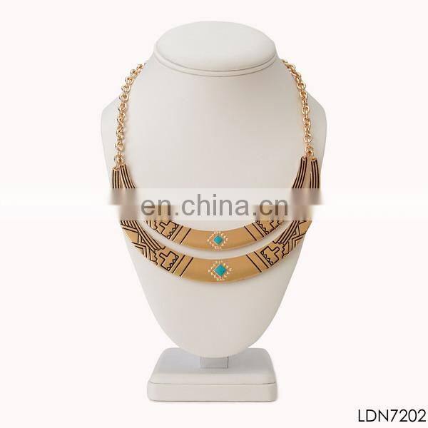 Double strand retro vintage germanium statement necklace jewelry