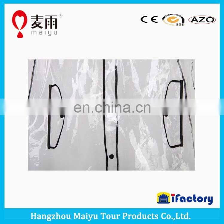 Maiyu transparent recyclable rain poncho with black trim