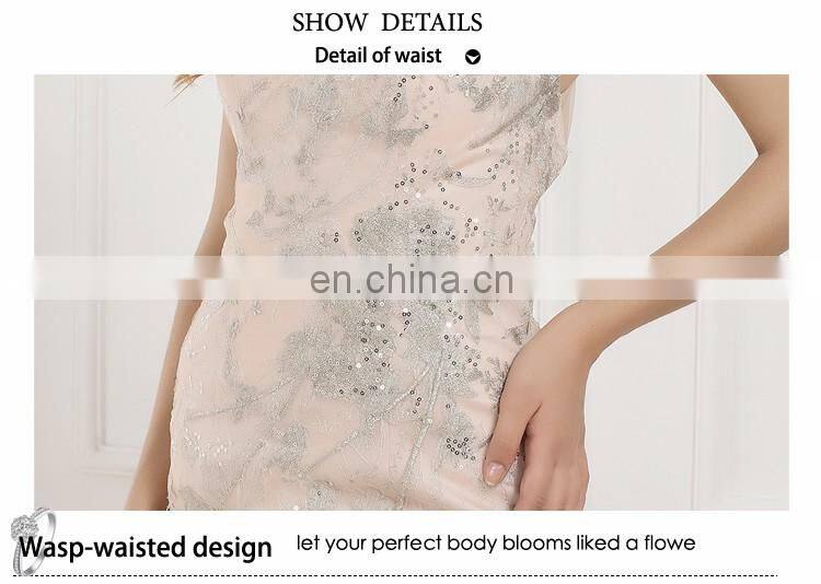 EB2619 Sexy Luxury Halter top beading Silver lace mermaid trumpet prom dress