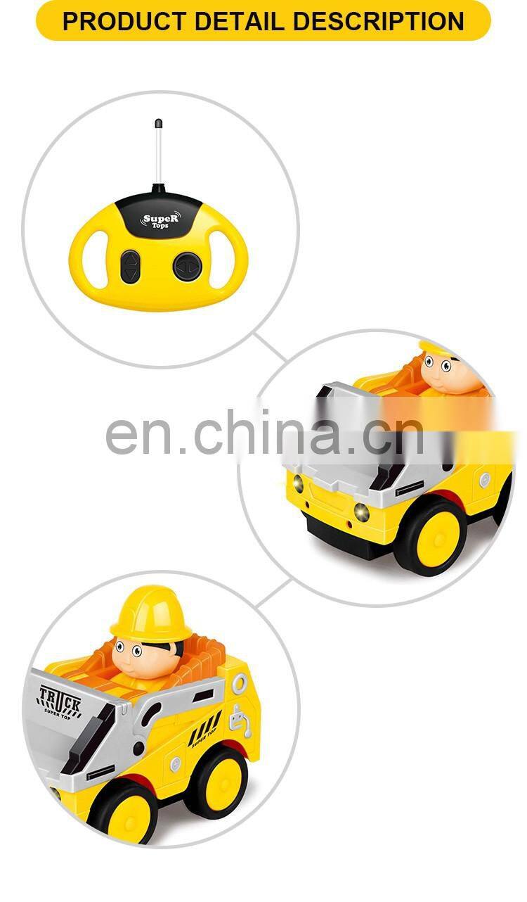 New product 4 channel remote control plastic rc toys construction toy truck with light & music