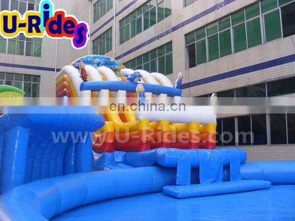 Funny Rainbow Giant Inflatable Water Parks Amusement Park Inflatable Water Slide For Sale