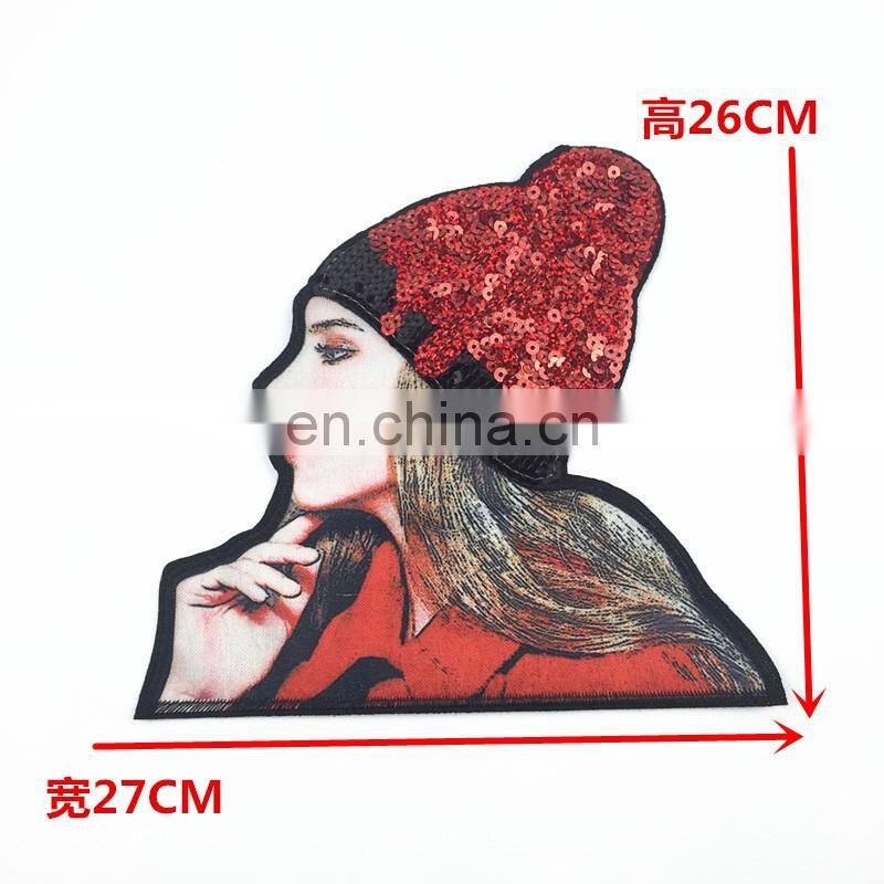2017 DIY iron on/sew-on animal embroidery appliques with sequins/beads embroidered slim patch
