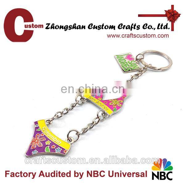 Promotional custom embossed leather keychain without logo