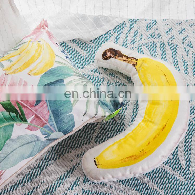 High Quality Decorative Custom Cartoon Fruit Banana Shaped Pillow Plush Doll Children Toy Sofa Pillow