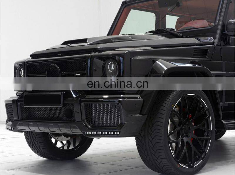 G class w463 carbon finber B style with 12 LED lights and B logo front lip fit for G63 G65 carbon finber front skirt spoiler
