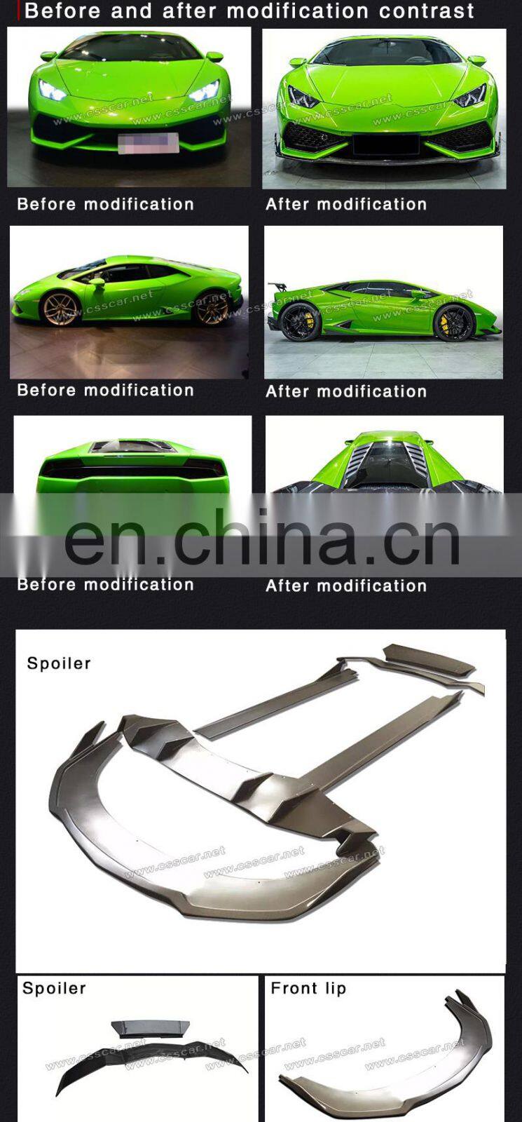 Car Auto Body Parts Carbon Fiber Front Rear Bumper Lip Spoiler Suitable For LP610 Wide Body Kits Styling