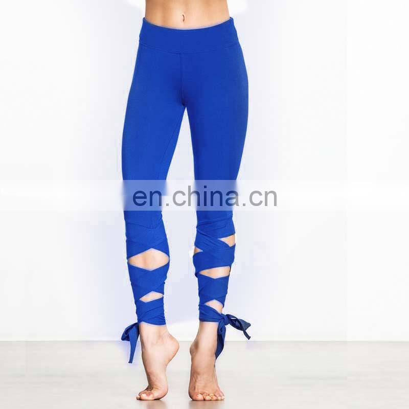 Women Ballerina Yoga Pants bandage Cropped leggings Sports dance Tight fitness Cross Running Tights