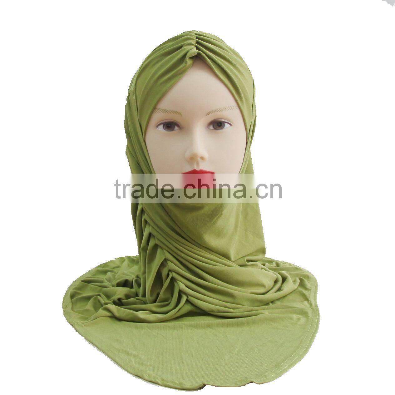 A239 Newest design solid color ruffle Lycra TWO Pieces HIJAB