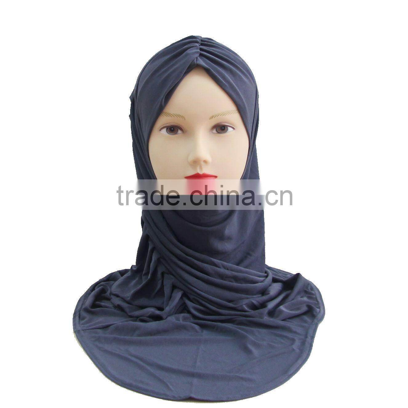 A239 Newest design solid color ruffle Lycra TWO Pieces HIJAB