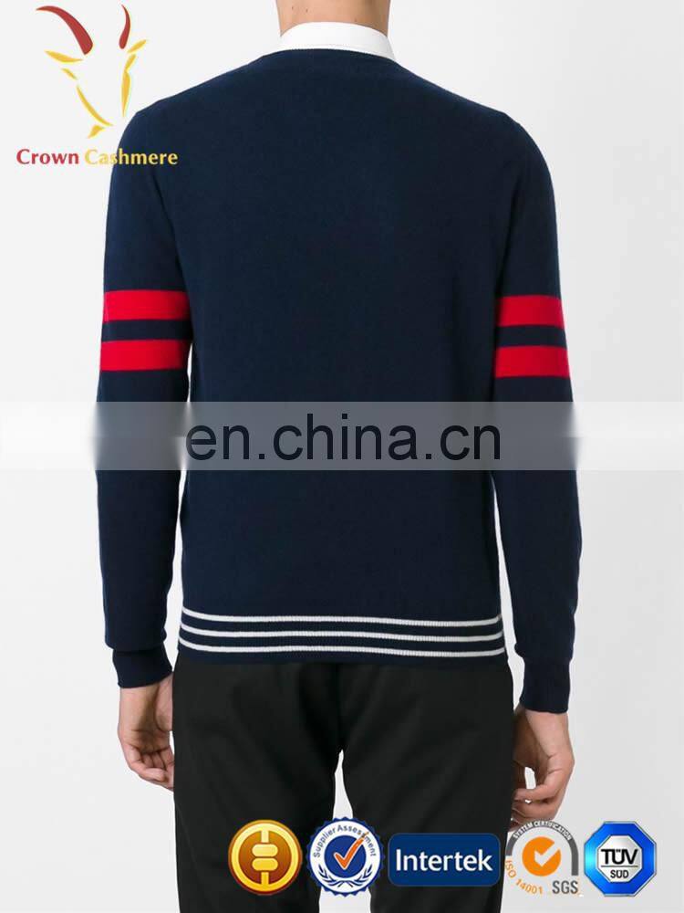 Men's Round Collar Jacquard 100% Cashmere Pullover Knitted Sweater
