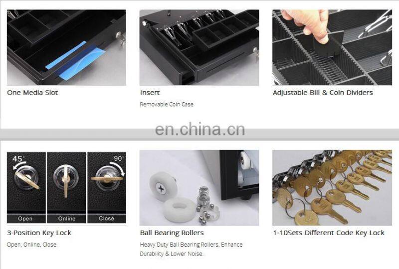 5 Bills 8 Coins POS Cash Drawer Metal 4 Bills and 5 Coins Checkout Counters Cash holders