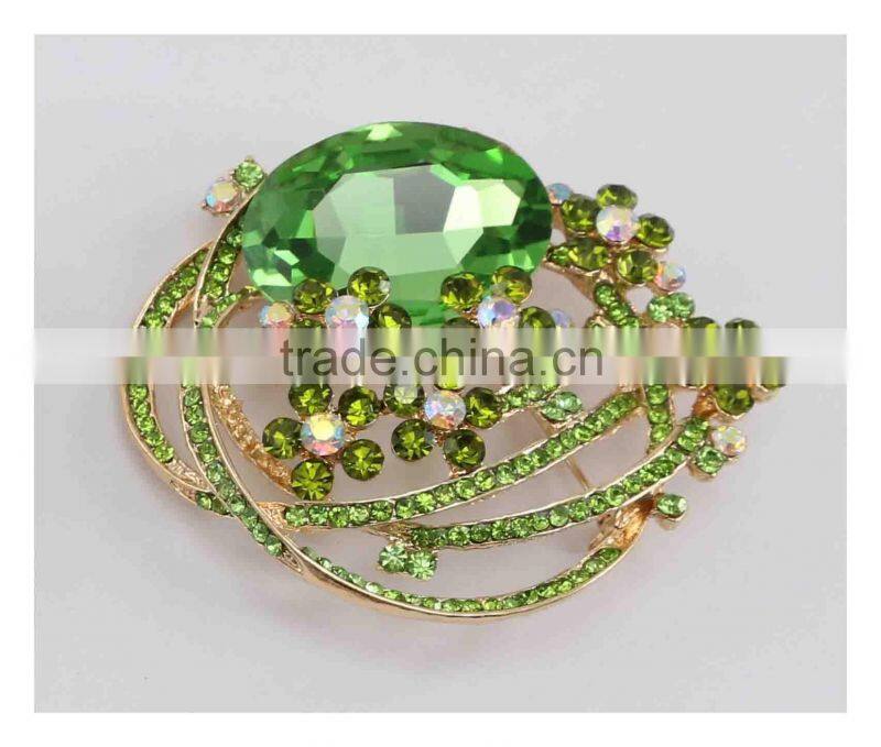 Funny fashion shiny golden brooch with stone