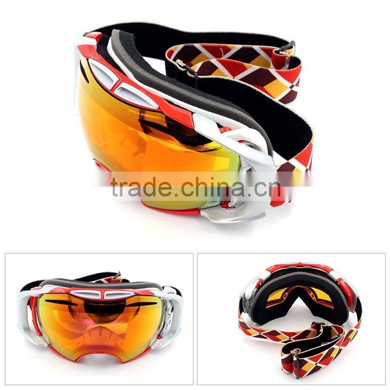 Custom dual snowboard protection sun glasses mirrored lens anti glare outdoor sport ski goggles