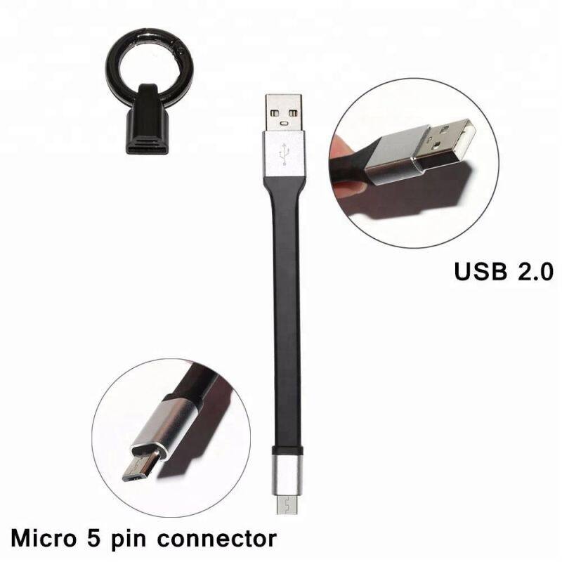 Portable short keychain micro usb charging data cable mobile charger for android phone
