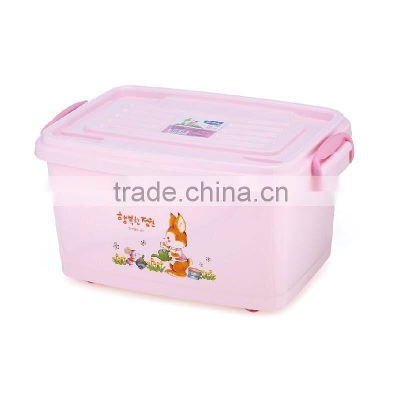 High quality plastic storage container toy storage box with lid & wheel