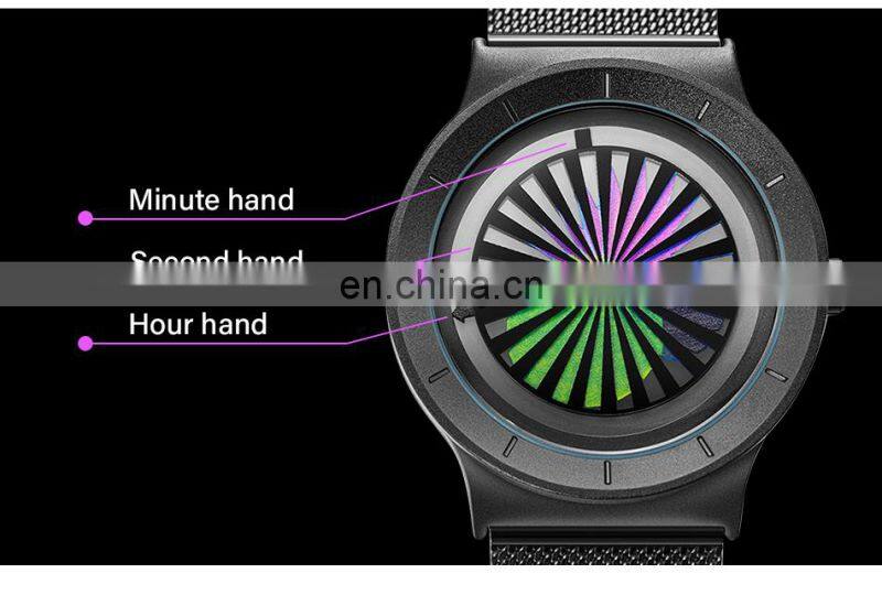 SINOBI Creative Watch For Man Colorful Vortex Dial Steel Mesh Band Quartz Watches Man Custom Logo Watch OEM S9837G