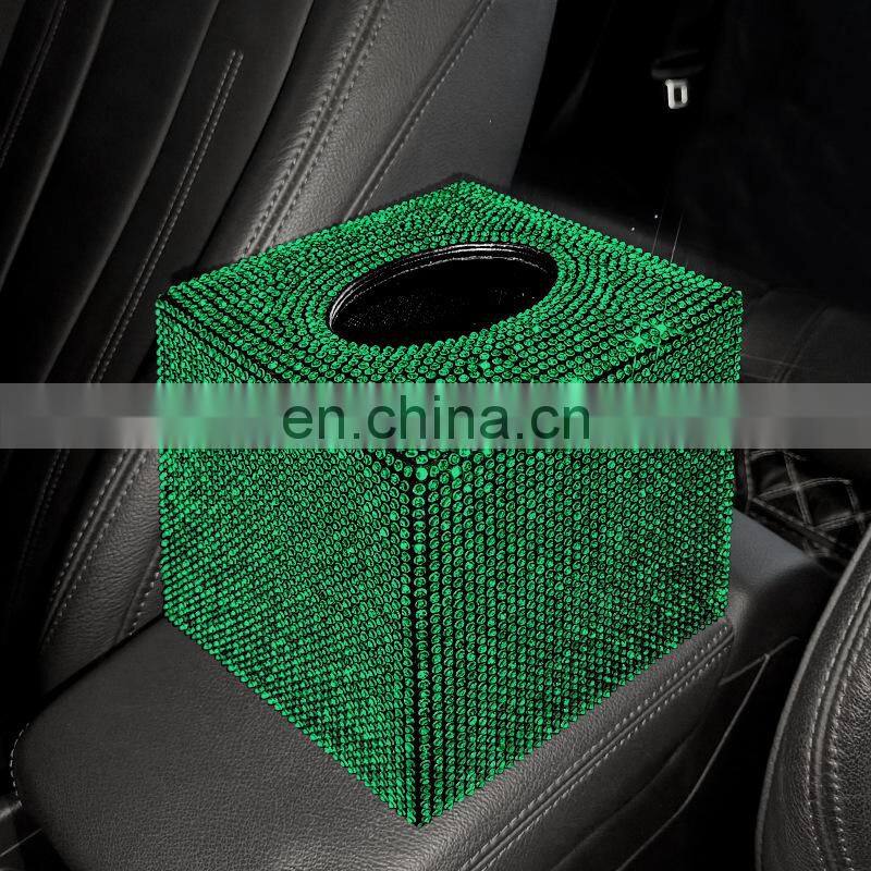 Creative Car Tissue Box Diamond Crystal Auto Tissue Holder Luxury Car Accessories Multifunction Bling Tissue Cover