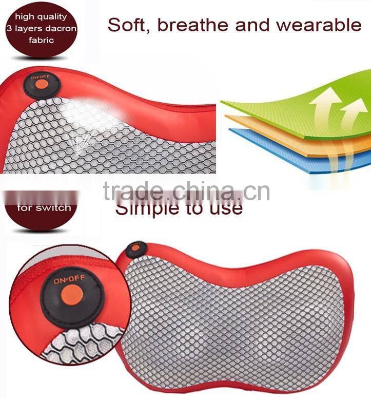 2016 china factory supplied massage pillow neck back head application pain relief massage pillow with heating