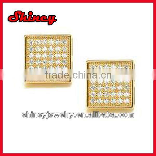 solitaire accent round AAA cubic zirconia sapphire stud earring