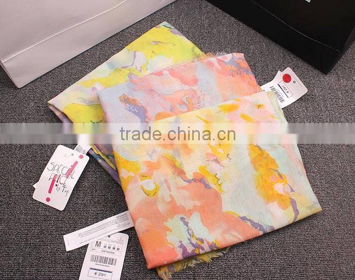 Bohemia Style Colorful Ink Painting Flower Print Women Fashions Scarf