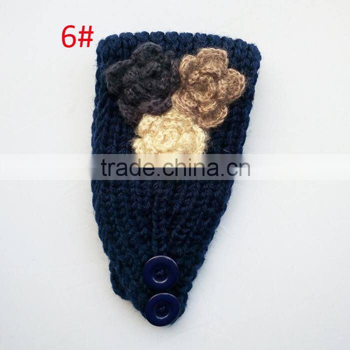 Good-looking 3 Flower Decorated Fashion Women Knitted Headband Headwear