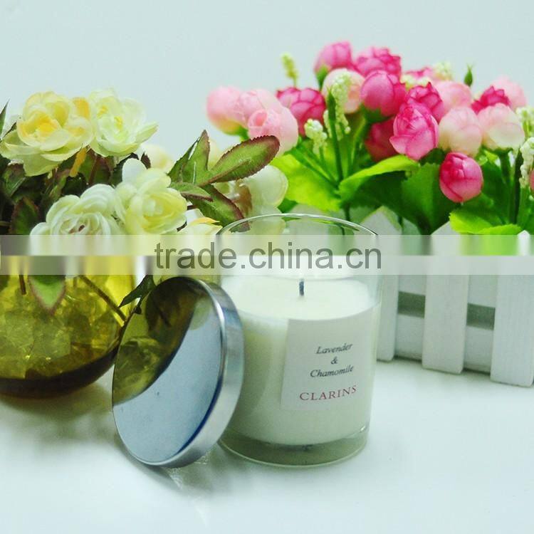 Clear candle glass jars/glass candle holder with metal lid for making candles