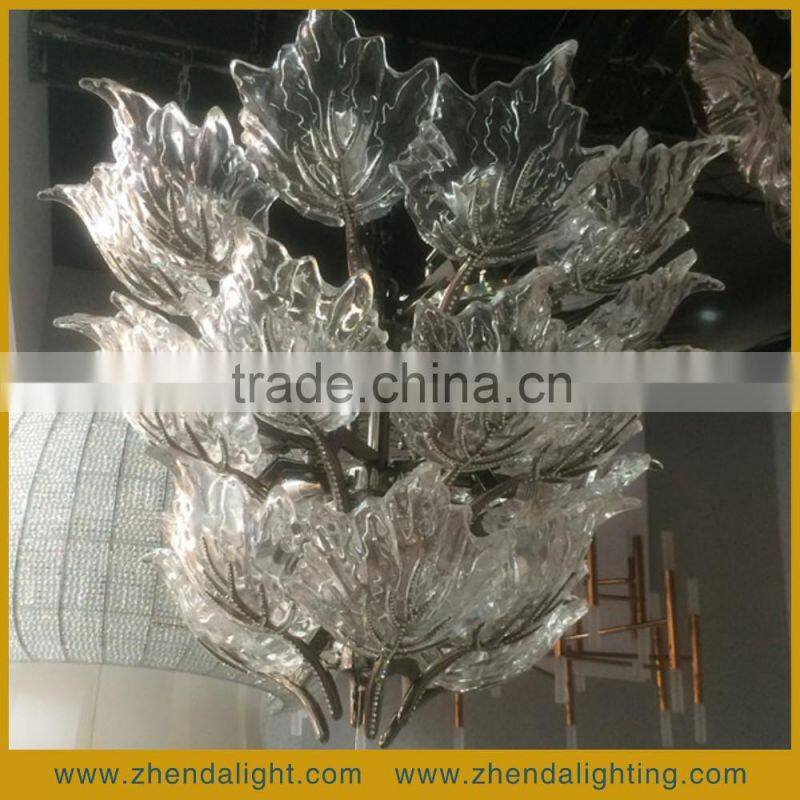 2016 Newest Decorative Art Hand Blown Glass LED Maple Leaf Chandelier Pendent Light