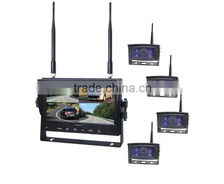PAL or NTSC Adjustable High Resolution Quad 7 Inch TFT LCD Color Monitor with Sun Visor