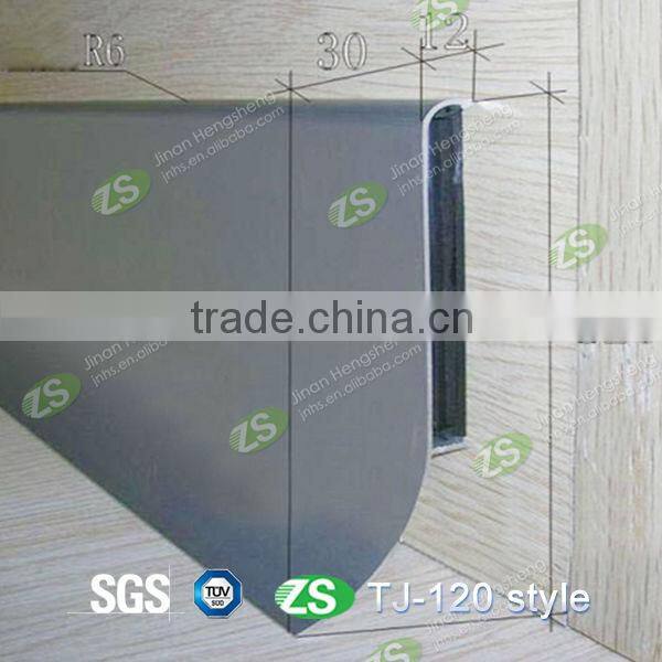 80mm high fire retardant silver brushed aluminium skirting board