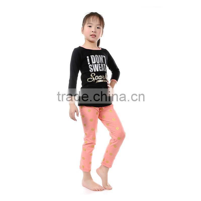 2016 wholesale pernickety sparkly gold polka dot pants baby girls clothes childrens boutique kid's clothing