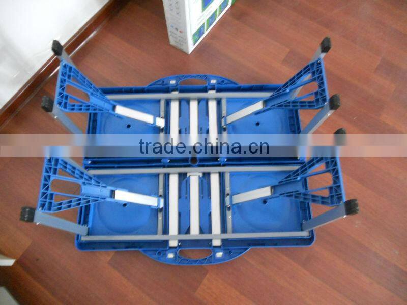 Outdoor Portable Folding Plastic Camping Picnic Table with 4 Chairs and 1 parasol