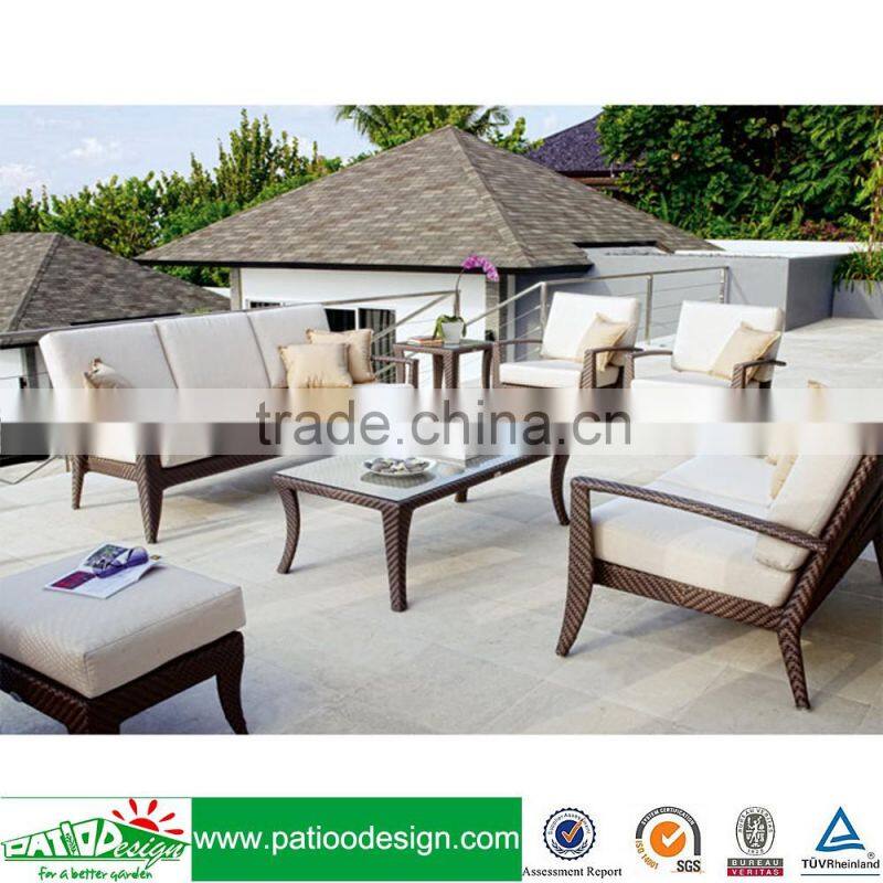 Outdoor rattan furniture PE patio wicker chaise sofa set