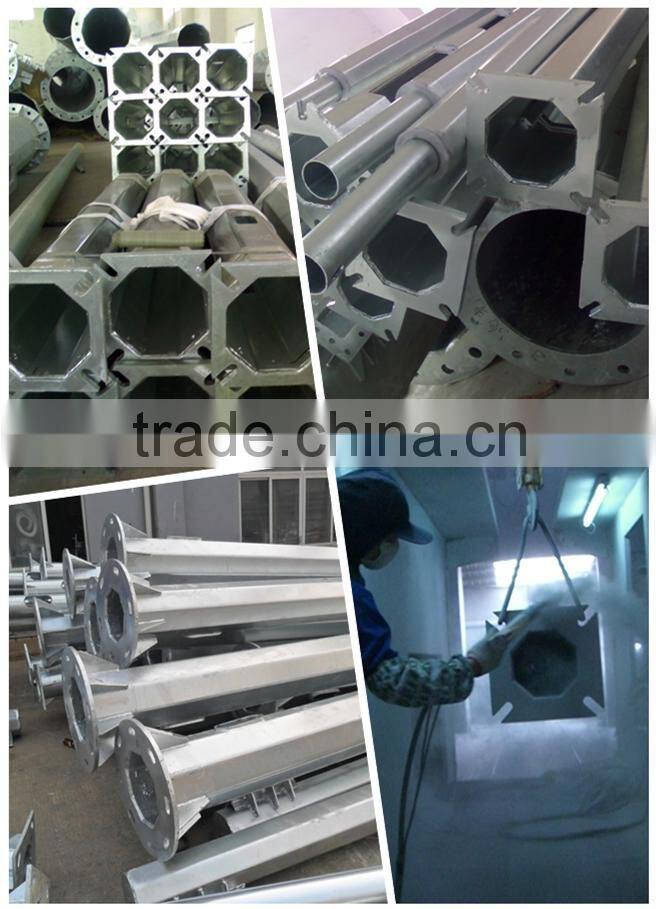 13M Galvanized Street Light Pole with Double Arms